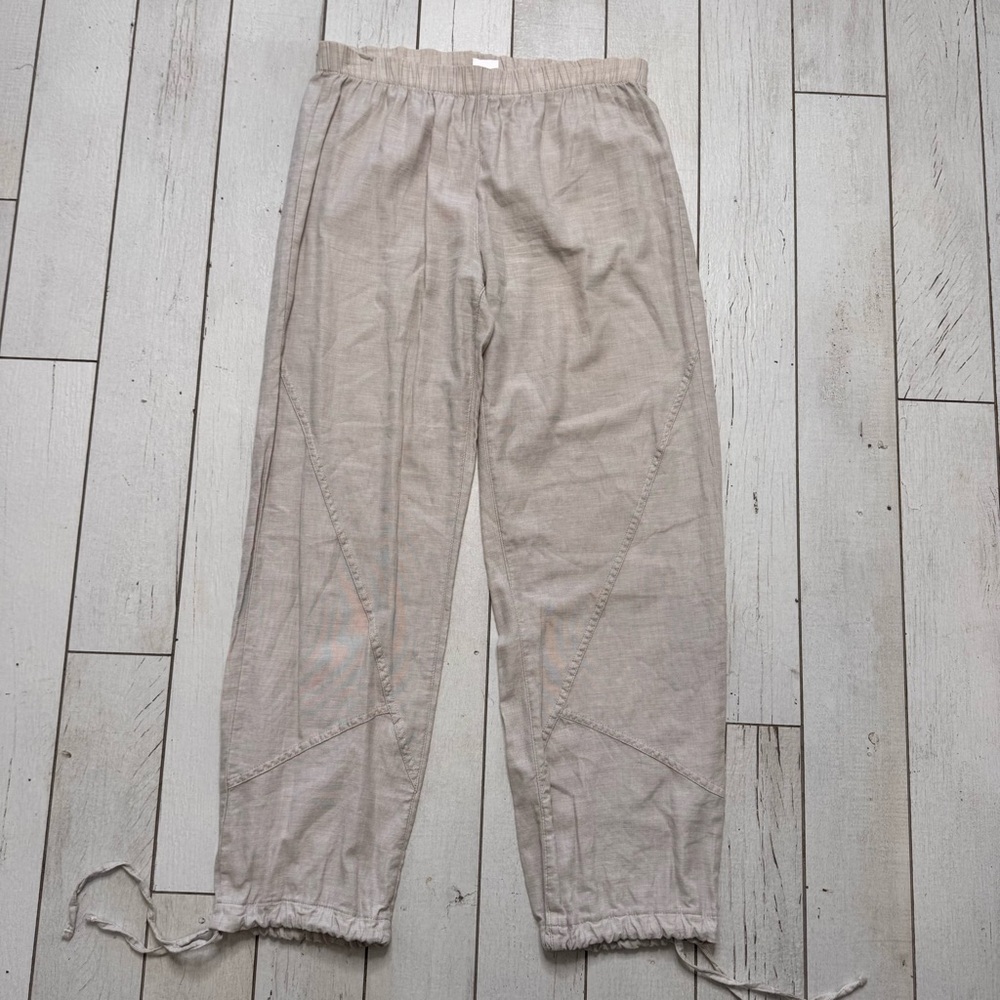 Dolcezza Michael Phillips Women’s Tie Hem Pants Beige Size Medium 100% Cotton